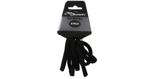 Hair Ring 06 Pack Knitted* Large Black