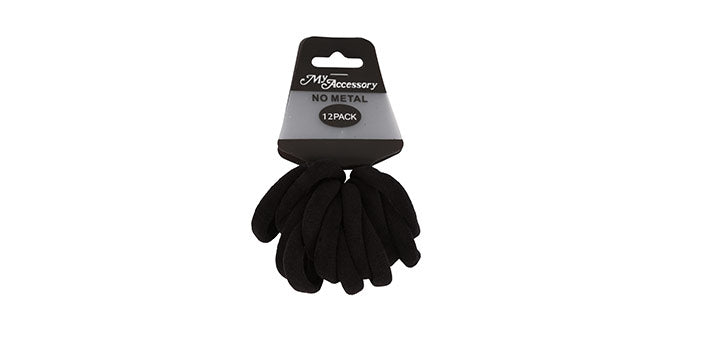 Hair Ring 12 Pack No Metal Thick Black*