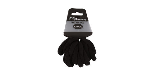 Hair Ring 12 Pack No Metal Thick Black*
