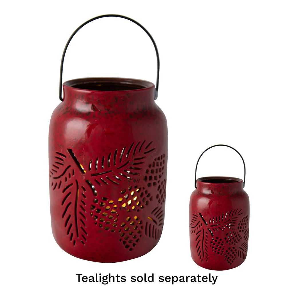 CERAMIC LANTERN RED CONE LG  W:13.5 D:13.5 H:18.6cm