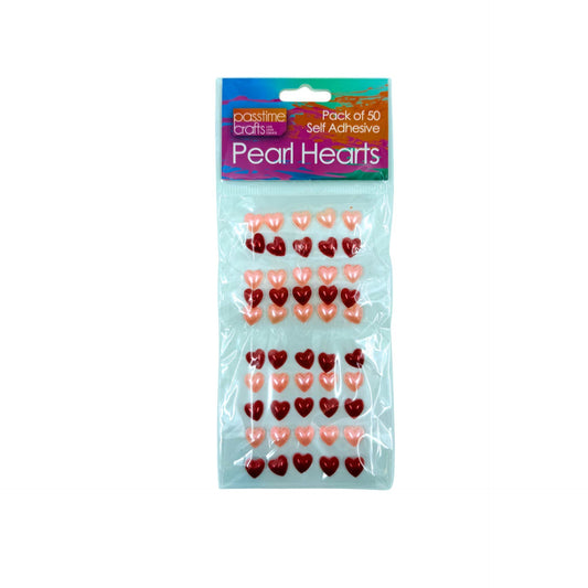 Pearl HeartAdhesive Gemstones Pack of 50