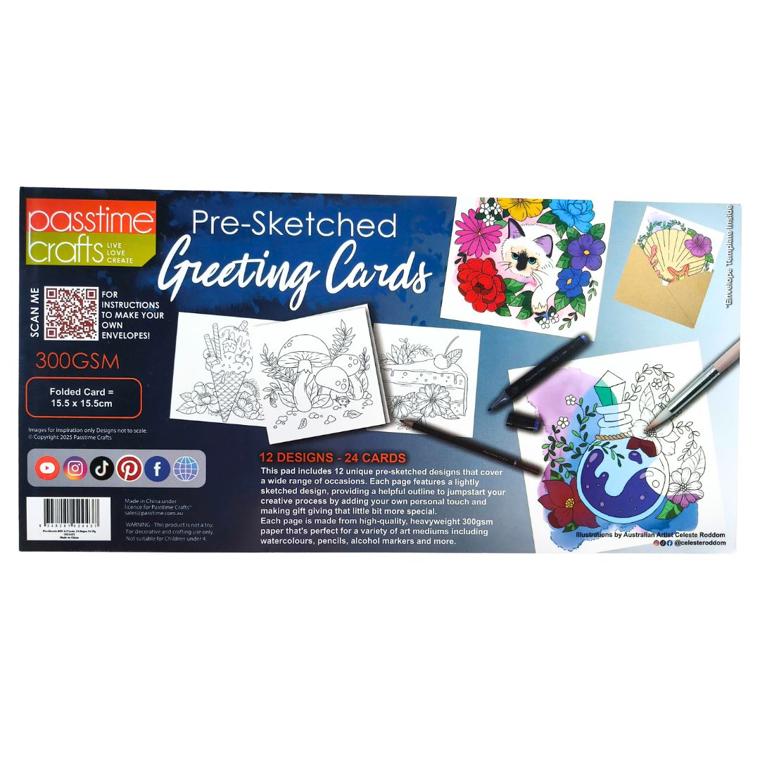 Pre-Sketched Greeting Card Paper Pad 24 Sheet