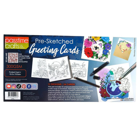 Pre-Sketched Greeting Card Paper Pad 24 Sheet