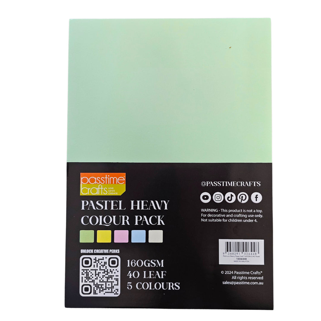 A4 Pastel Cardstock 160GSM 40 Sheets