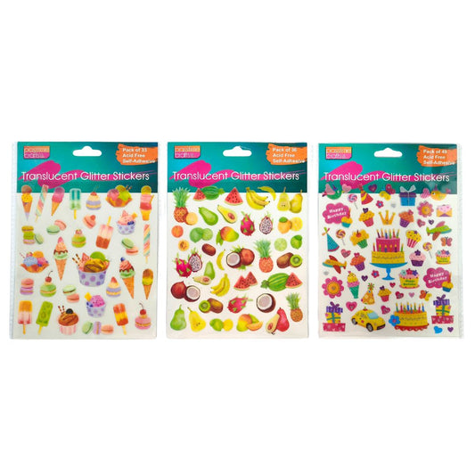 Translucent Glitter Stickers - Party, Fruits & Desserts