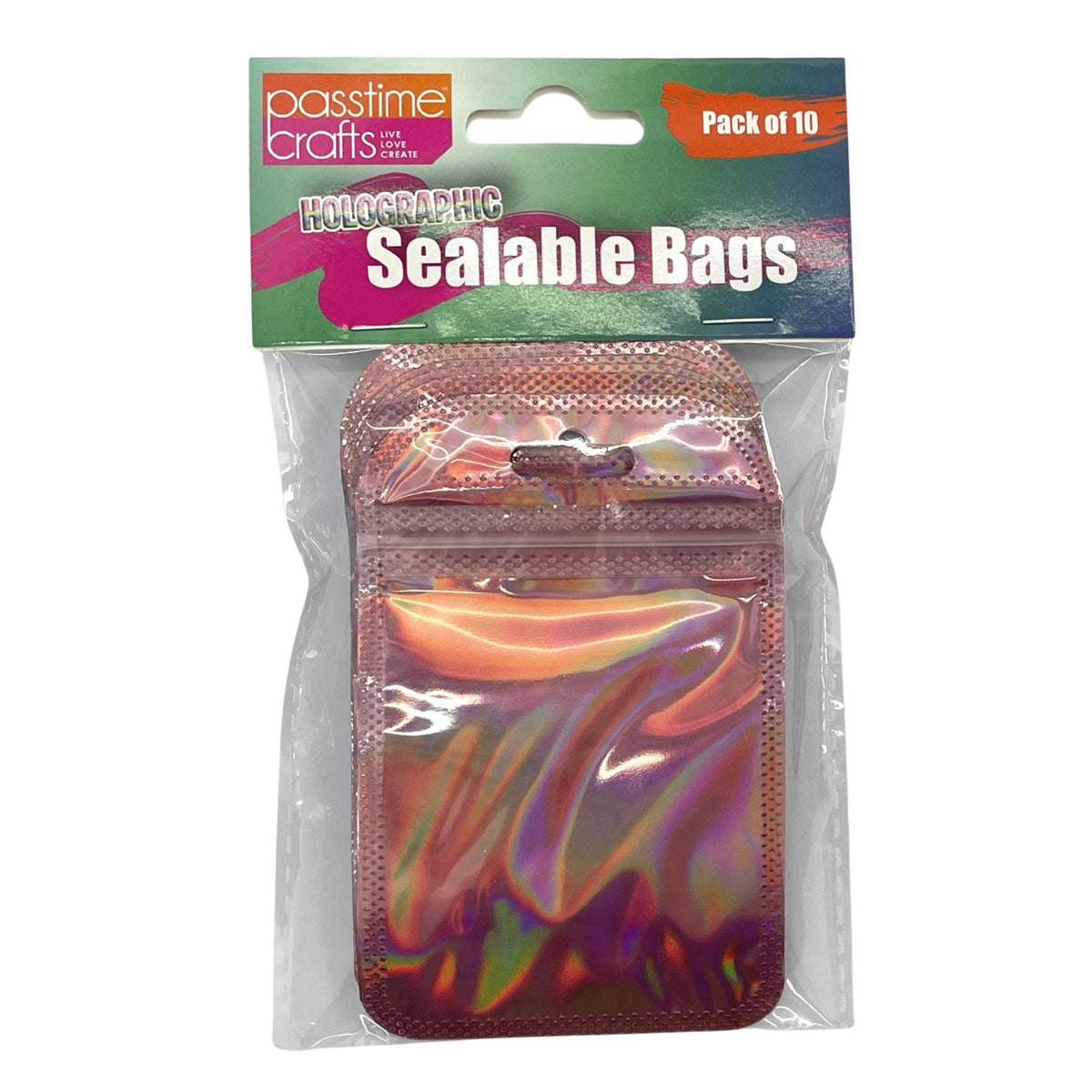 Pink Holographic Ziplock Bags 11cm - Pack of 10