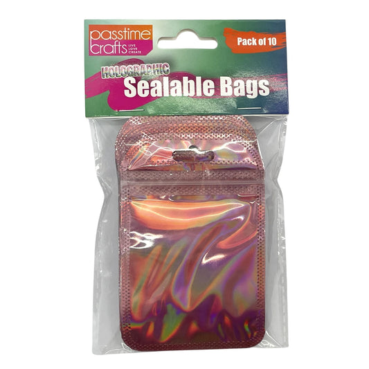 Pink Holographic Ziplock Bags 11cm - Pack of 10