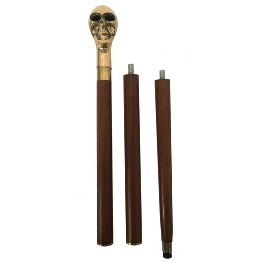 Skull Brass Handle Walking Stick