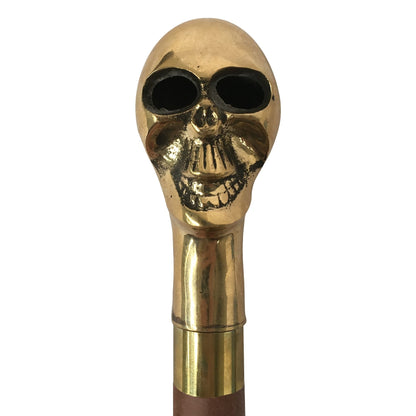 Skull Brass Handle Walking Stick