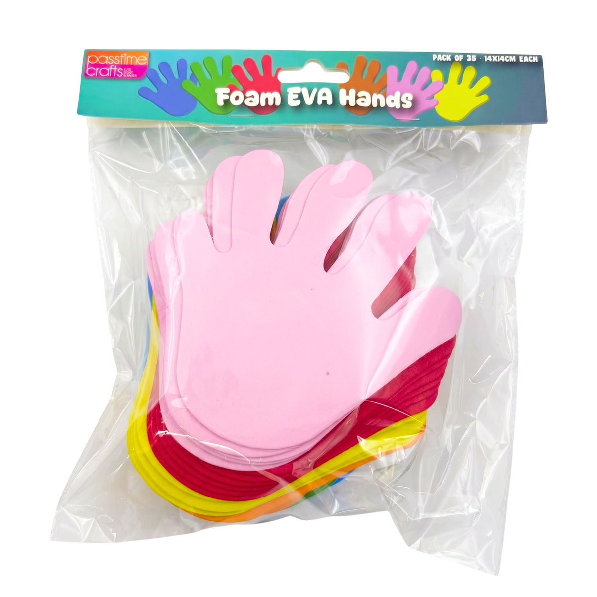 Foam EVA Multicolour Hands - Pack of 35