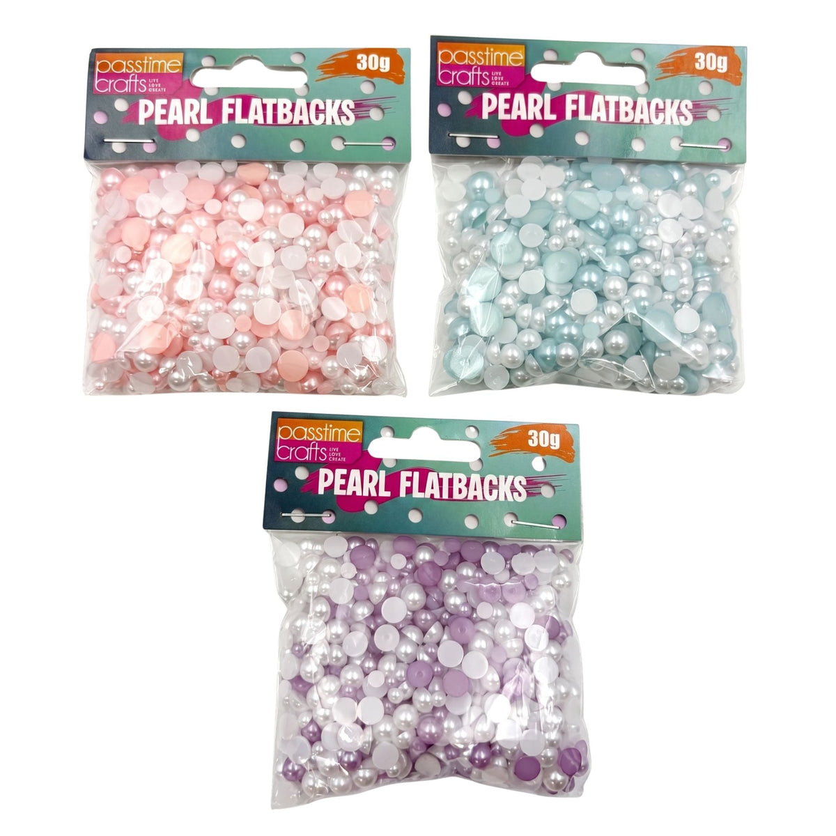 Multicolour Pearl Flatbacks 30g