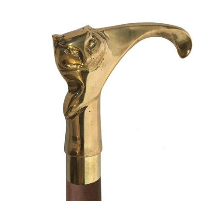 Cat Brass Handle Walking Stick