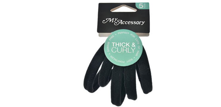 Hair Rings Soft Thick Knitted 5 Pk Only Black