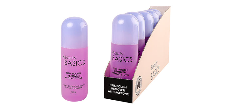 Beauty Basics N/Polish Remover W Acetone (Mauve) In Display