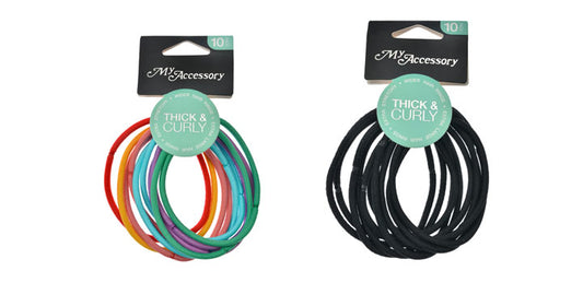 Hair Rings Extra Wide 10 Pack Colours & Black