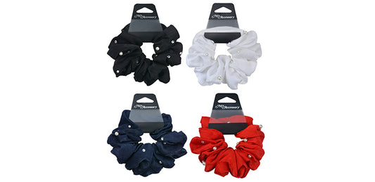 Scrunchie Velvet Satin With Pearls Assorted