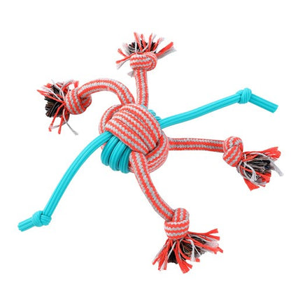 STRETCH & FETCH TPR + BRAIDED ROPE BALL 30X8X1.5CM