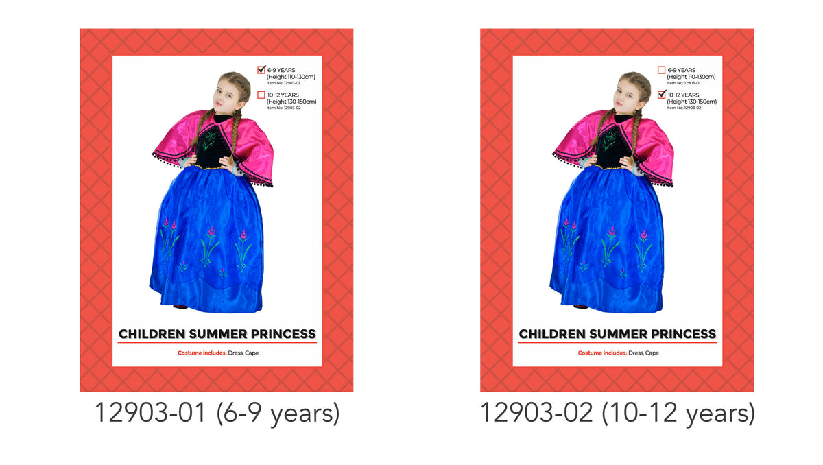 Children Summer Princess Costume - 6-9 Years