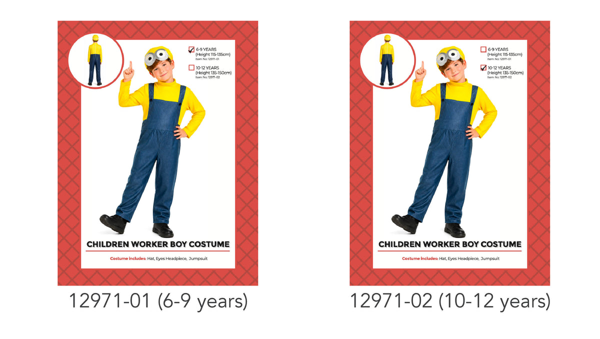 Children Worker Boy Costume - 10-12 Years