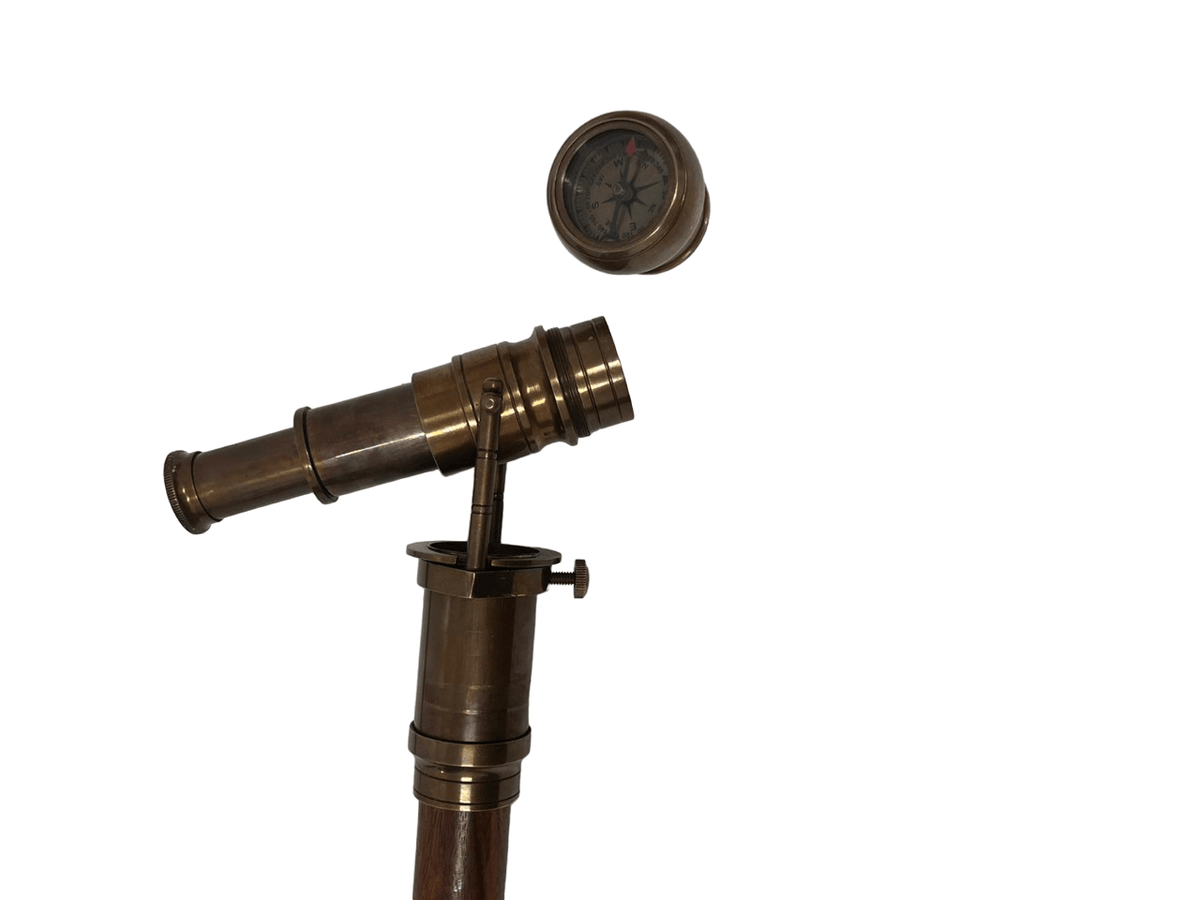 Compass & Telescope Handle Walking Stick