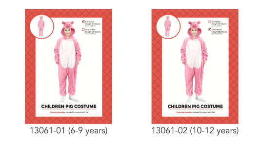 Children Piggy Onesie Costume - 9-12 Years