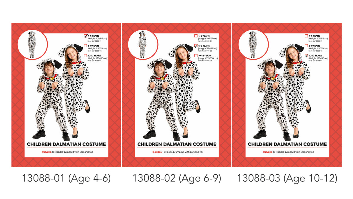 Children Dalmatian Jumpsuit Costume - 10-12 Years