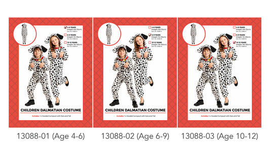 Children Dalmatian Jumpsuit Costume - 10-12 Years