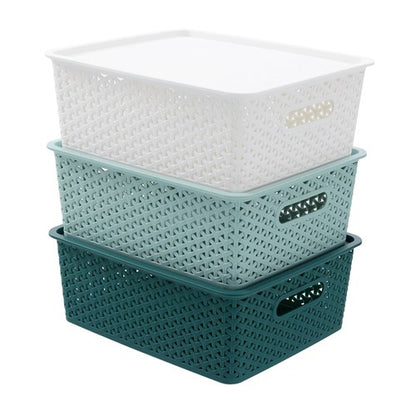 WICKER BASKET LIDDED 14.5L 36X30X13.5CM