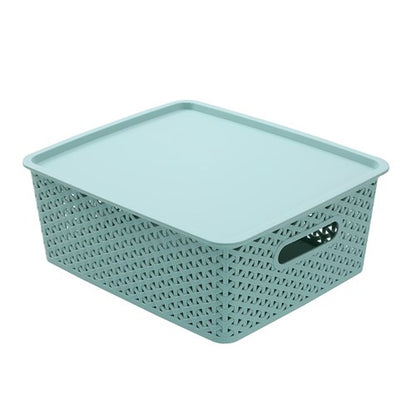 WICKER BASKET LIDDED 14.5L 36X30X13.5CM
