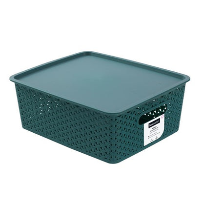 WICKER BASKET LIDDED 14.5L 36X30X13.5CM