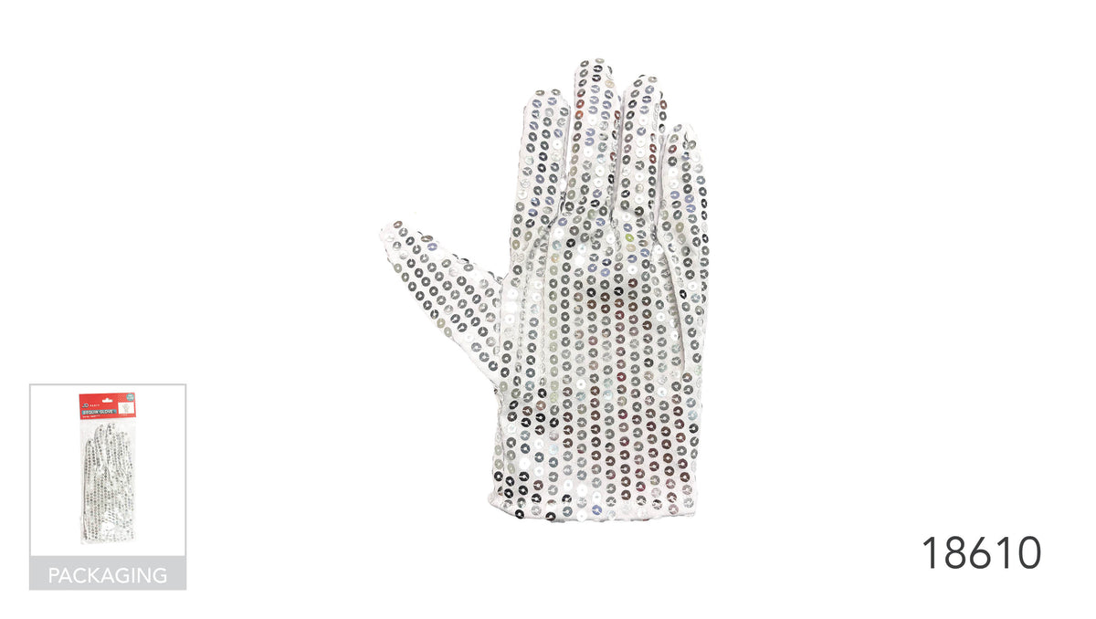 Short Sequin Gloves 23cm - White