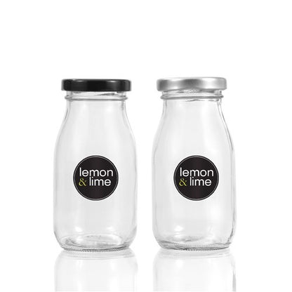 GLASS MILK BOTTLE 200ML 2 ASSTD