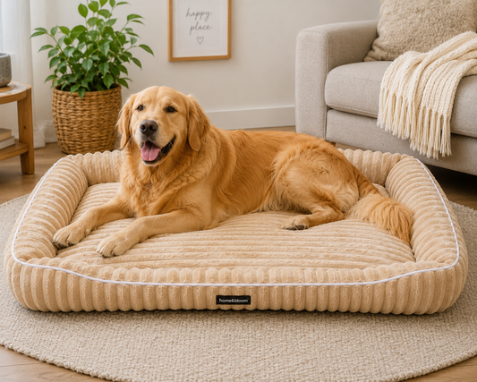 RIBBED CHINCHILLA WALLED BED 90X70X21CM CAMEL