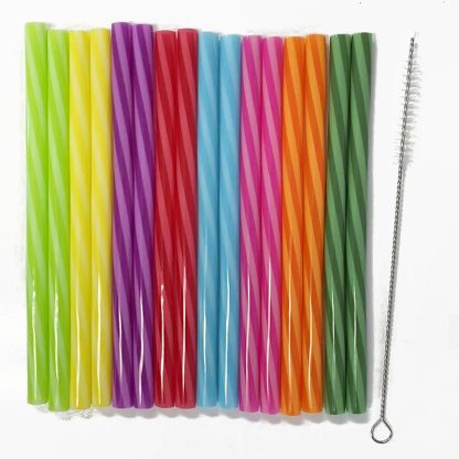 Multicolor Reusable Straw with brush-18cm 16pk