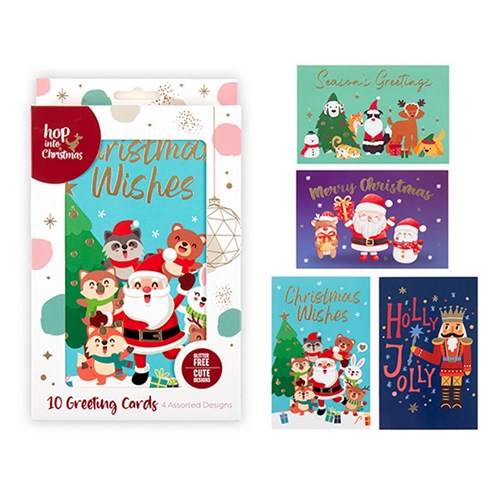 Cards Xmas Box 10 115x177mm Textured Foil Cute