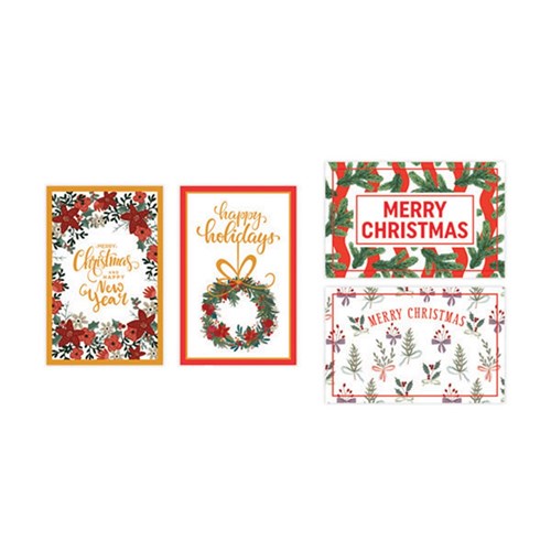 Cards Xmas Box 10 115x177mm Textured Foil Botanical
