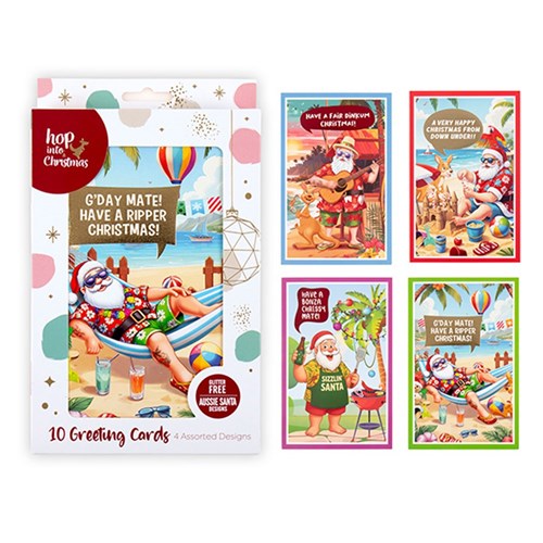 Cards Xmas Box 10 115x177mm Textured Foil Australia Design