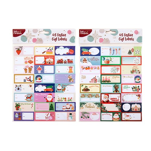 Gift Labels Xmas Self Ad 48pk 2 Asstd
