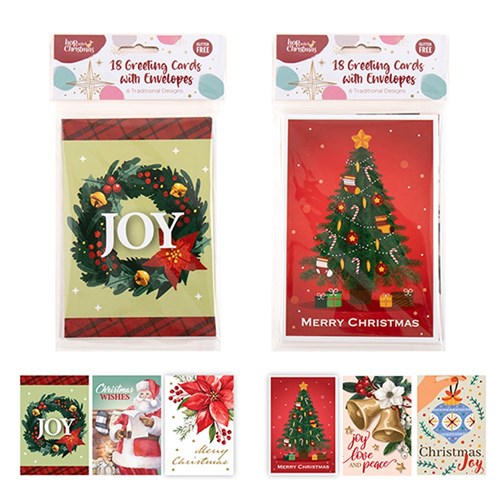 Cards Xmas Pack 18 107x155mm Traditional