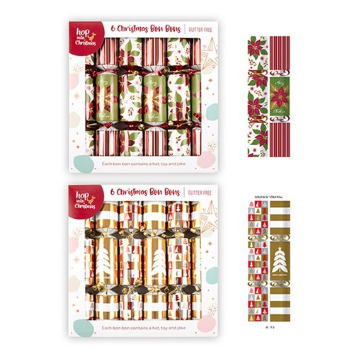 Bon Bons Xmas Box 6 31x5cm Printed Foil Fun Toys 2 Asstd