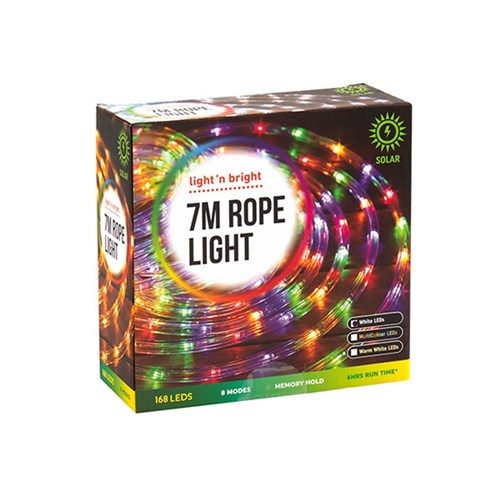 Rope Light 7m 168L White 8F Solar
