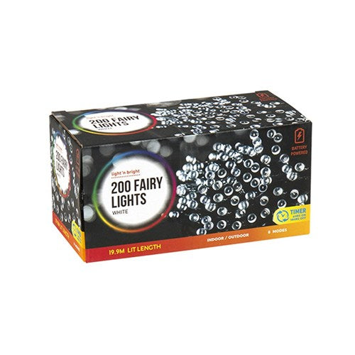 Lights Fairy White 8F Battery Operated Pk200
