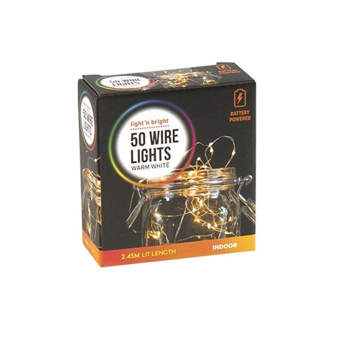 Lights Copper Wire Warm White Battery Operated Pk50