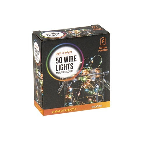 Lights Copper Wire Multicolour Battery Operated Pk50