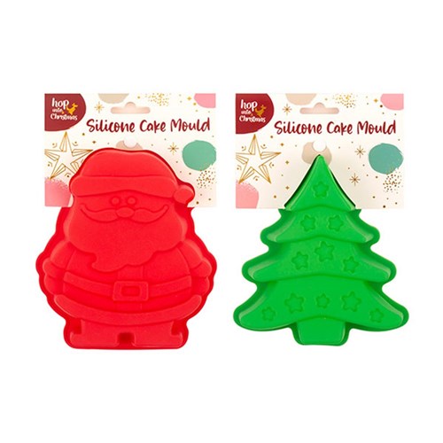 Xmas Cake Mould Silicone 13x13x3.5cm 2 Asst