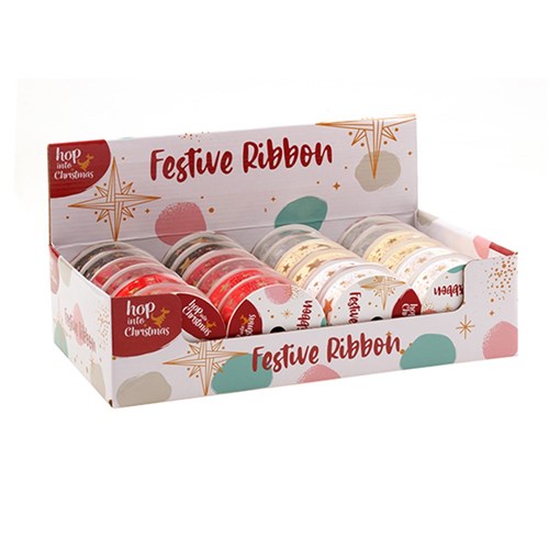 Gift Ribbon Xmas 2.7mx2.5cm 6 Asst Designs