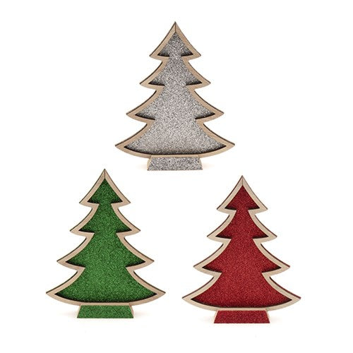 Decoration Sign Standing Xmas 3 Asst Cols 13.8x17.2cm