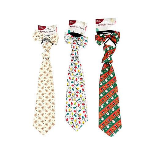 Tie Novelty w Bow 43cm Xmas 3 Asstd