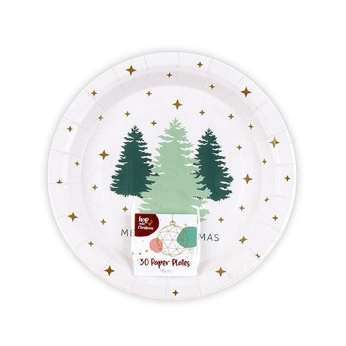 Paper Plate 180mm Xmas Printed 30pk P6.7 FSC Mix 70%