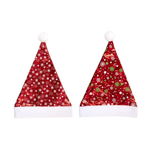Hat Santa Xmas w Print 28x38cm 2 Asst